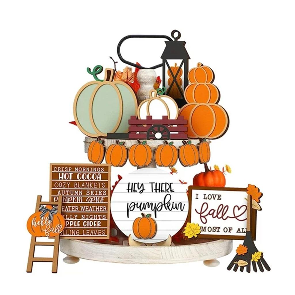 Halloween Tiered Tray Decorations Cute Letter Signs Fall Table Centerpieces