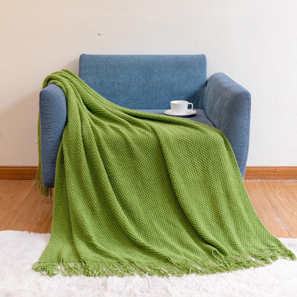 Knitted Waffle Sofa Throw Blanket for Office and Nap.