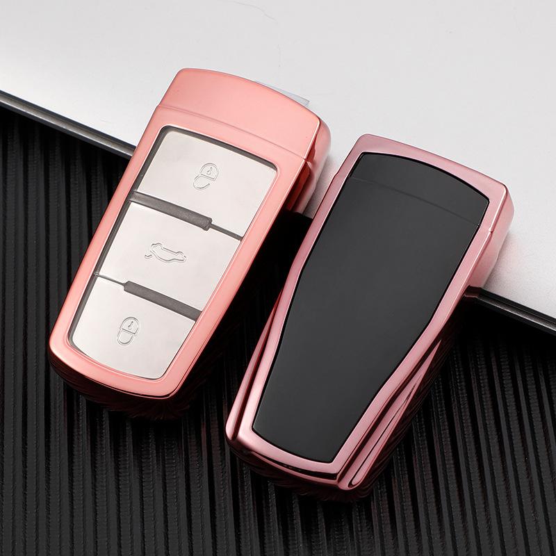 Compatible Volkswagen CC 21 Key Case for One-Button Start - Fits Magotan B7, New B8, and R36 Models (Female Design).