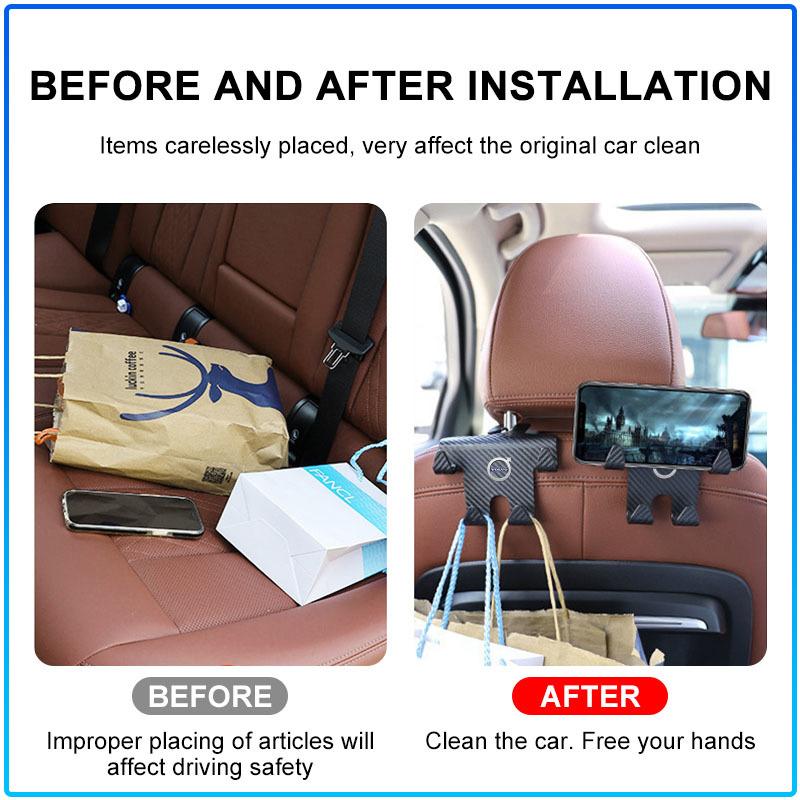 Multi-Purpose Car Seat Headrest Hook Mobile Phone Holder Caps For Volvo XC60 XC90 S60 S80 S40 V40 V60 V70 V50 XC70