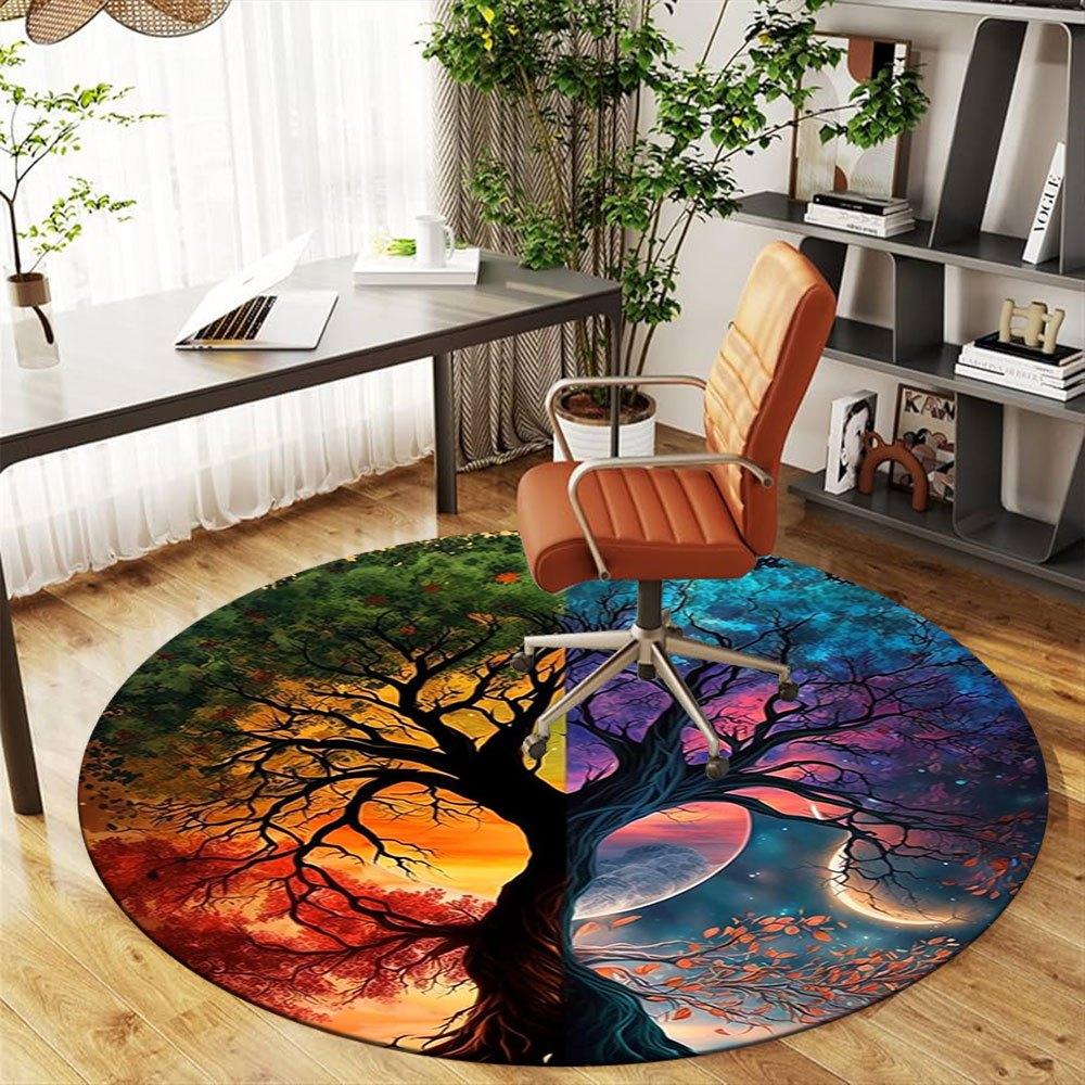 Yin Yang Tree of Life Wall Art DecorRound Non-Slip chair mat chair carpet for office Rugs for Office Decor Gift For Valentine's Day Mother's Day Hallo