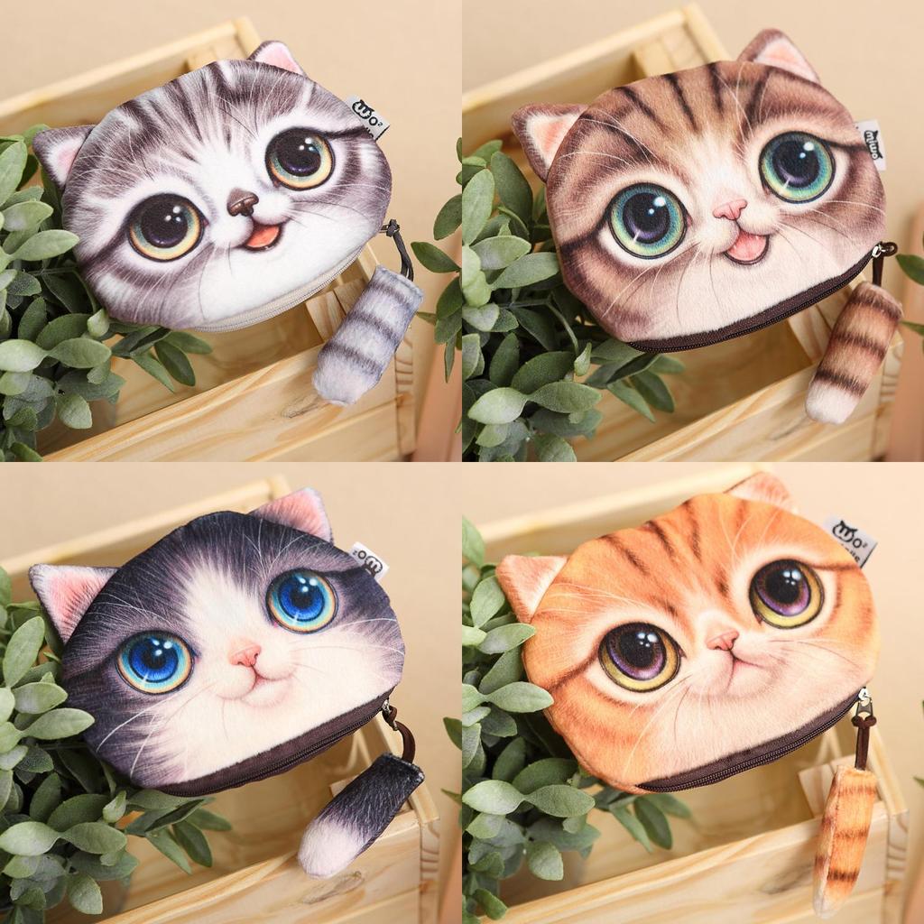 Portamonete Gatto Peluche Con Coda 3D Per Uso Quotidiano E Regalo