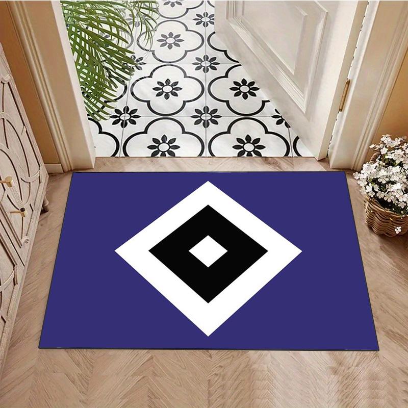 Hamburger SV Geometrisches Logo Teppich, Lila Hintergrund Quadratischer Druck Bodenmatte, Rutschfester Teppich Heimdekoration