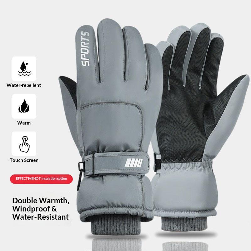 Customized Polyester Ski Mittens Built Wrist Support Shock Absorption Waterproof Split Finger Light Snowboarding