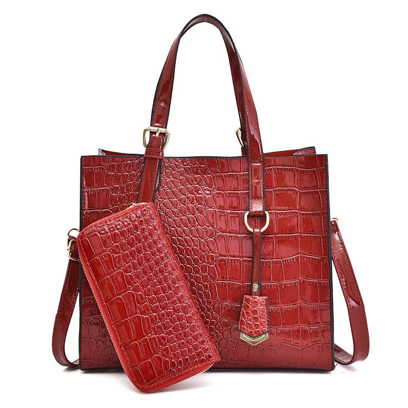 

Новая женская сумка повседневная сумочка с тиснением под крокодила, модная, большой вместимости, новая осенне-зимняя наплечная сумка, сумка-мессенджер бордовый