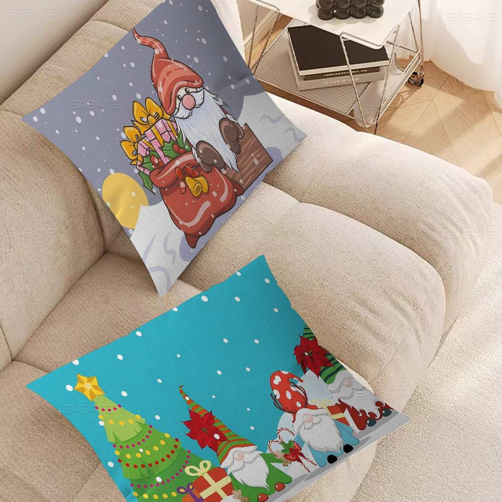 Christmas Gnome Cartoon Personalized Picture Text Home Decorative Pillows Household Gifts 45x45cm