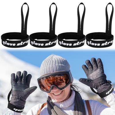 4 Pcs Snowboard Glove Strap Elastic Glove Safety Strap Ski Glove Leash Holder for Camping Skiing Outdoor Activities
