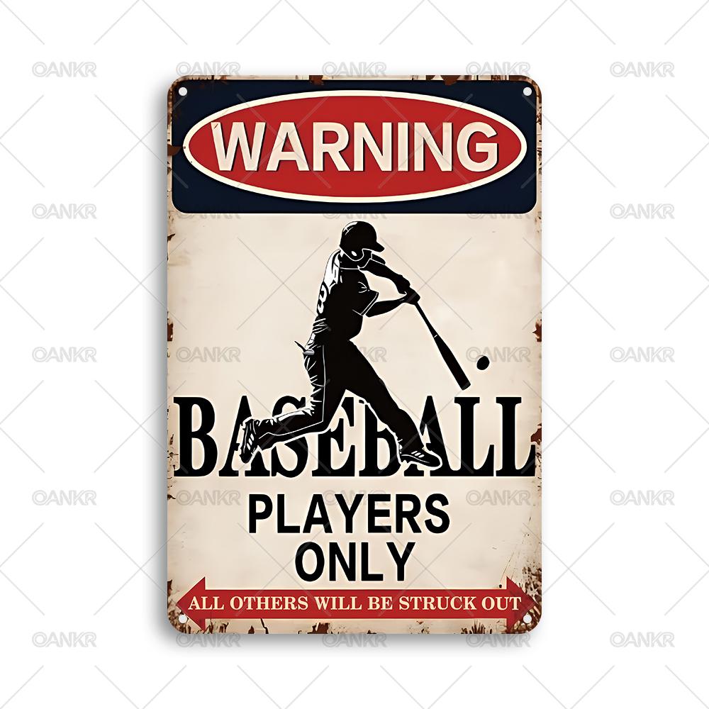 Classic Baseball Art Poster Metal Tin Sign Vintage Gymnasium Practice Poster Metal Signs for Gym Man Cave Home Wall Decor