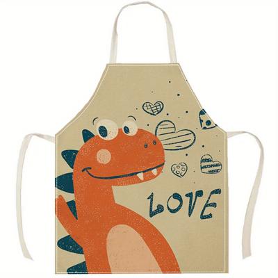 Cute Dinosaur Kids Apron Cartoon Animal Cooking Baking Kitchen Linen Apron For Children Toddler Gift Baking Lovers Funny Gift