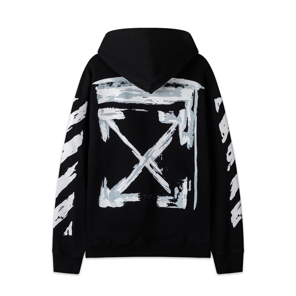 Off-White 2025 Autumn and Winter New Graffiti Arrow Pattern Printed Hooded Sweatshirt for Men and Women