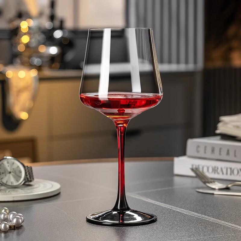 CRISTALGLASS Large Capacity Crystal Glass Red Wine Glass Set, 425ml, Pair of Large-Bellied Stemmed Wine Glasses for Home Use