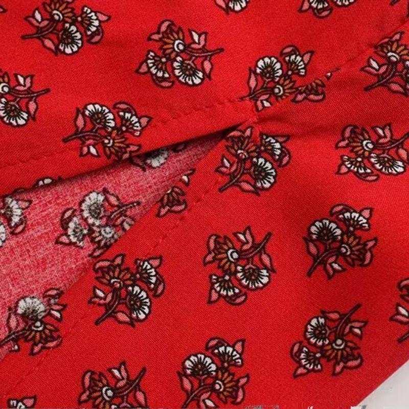 Kaslead New Women clothes Western Style Fashion Red Cashew Nut Rayon Positioning Print Suspender Skirt