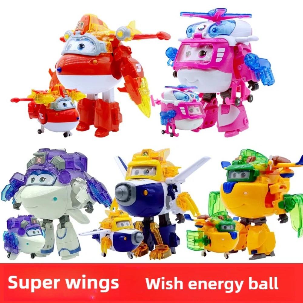 Super Wings Cartoon Transforming Toys Jett Paulie Dizzy Mira Wish Protector with Energy Ball Gift