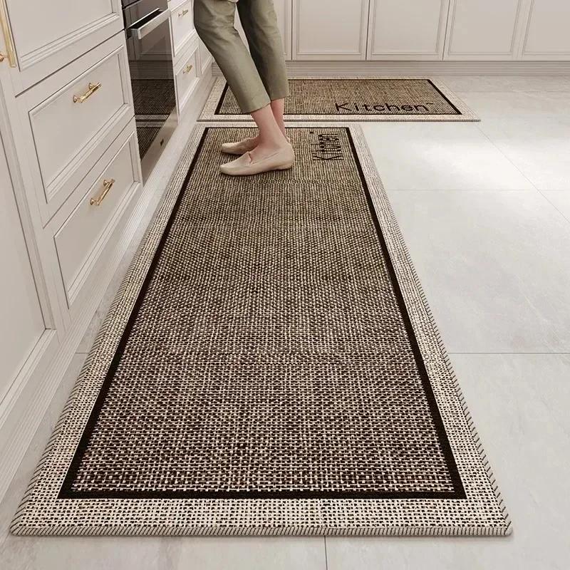 Kitchen Rug Long Strip Solid Color Style Loop Velvet Floor Mat Wear-resistant Non-slip Foot Mats Home Decoration Carpet