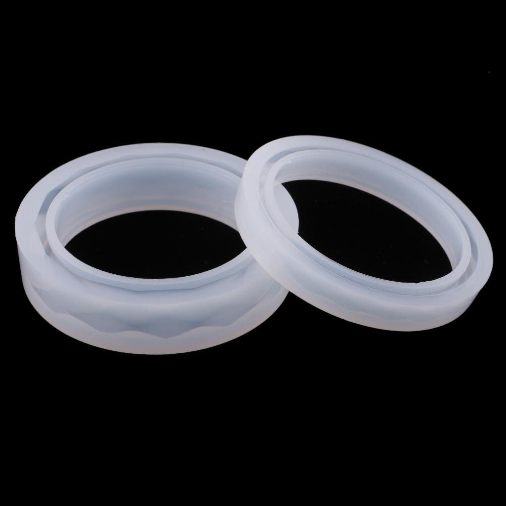 

2 Pack Round Silicone Bracelet Resin Casting , Faceted Bangle Epoxy Jewelry for 60mm