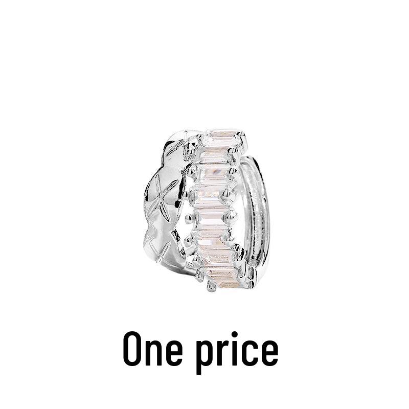 Zirkonový geometrický nepravidelný dvouvrstvý náušnicový klip: Unisex trendy kroucené náušnice, nevyžadují piercing.