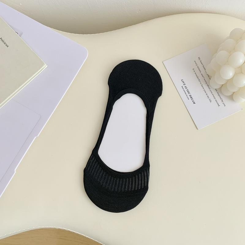 Female Summer Thin Cotton Pure Color Simple Non Slip Heel Boneless Shallow Mouth Invisible Socks