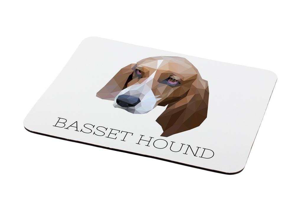 Basset Hound -Geometryczna Podkładka Ze Zdjęciem I Napisem Pod Mysz Art-Dog
