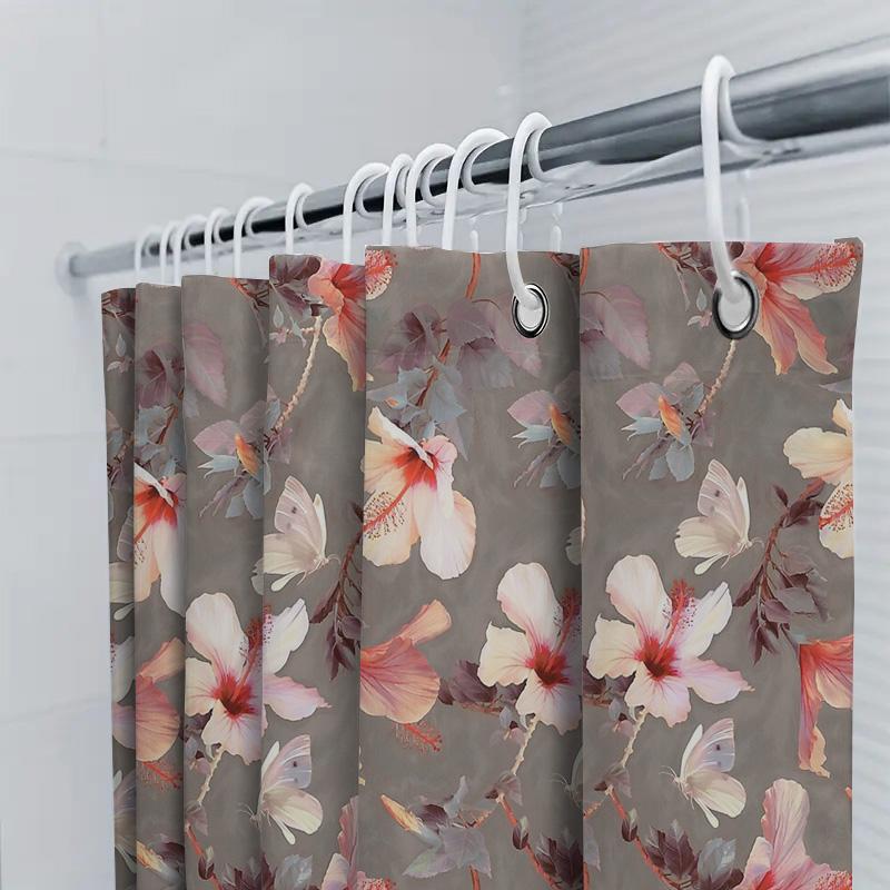 Floral Shower Curtain Botanical Bathroom Decor Nature Flower Pattern Fabric Liner Vintage Rustic Farmhouse Aesthetic Home
