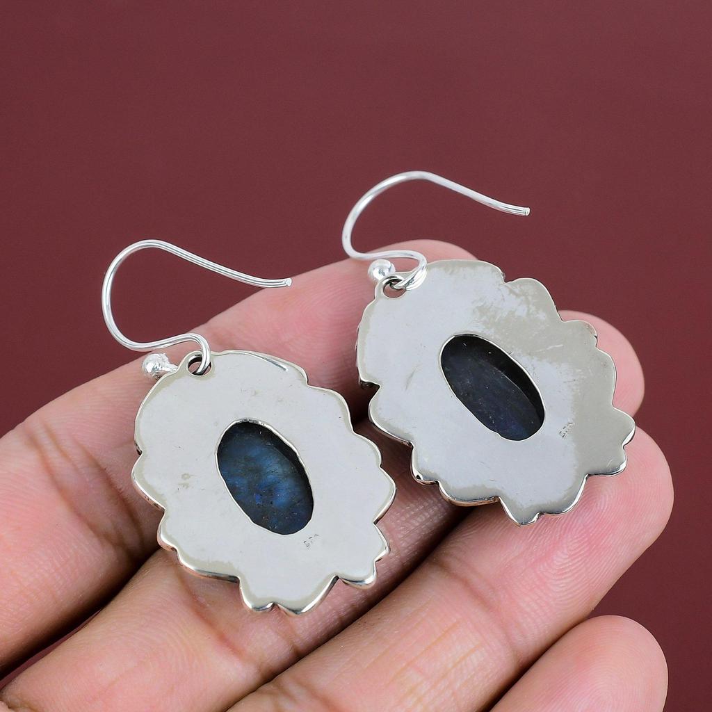 Boucles d'oreilles en labradorite, bijoux faits main, boucles d'oreilles en pierres précieuses, boucles d'oreilles en argent sterling 925, magnifiques boucles d'oreilles pendantes, bijoux avec pierre de naissance, cadeaux pour elle