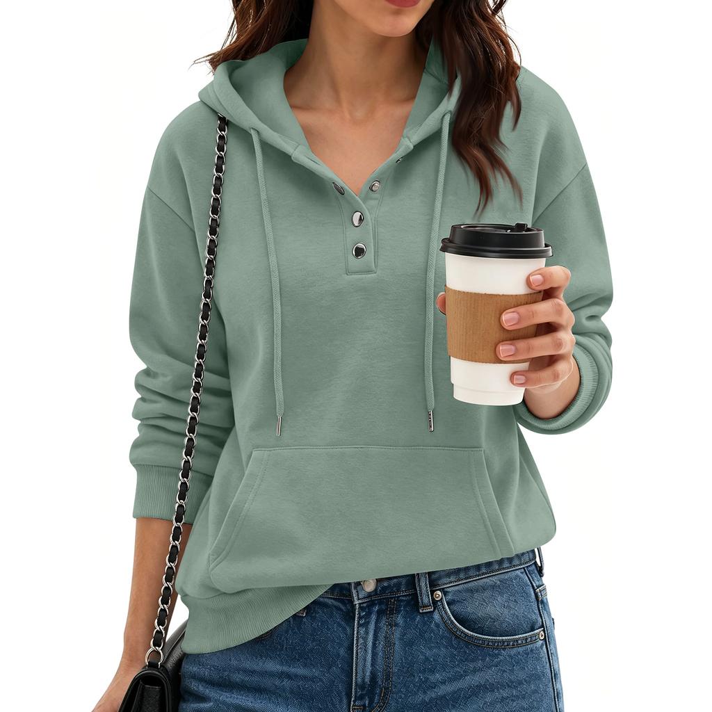 Felpa da donna casual con cappuccio e maniche lunghe con tasca per l'uso quotidiano