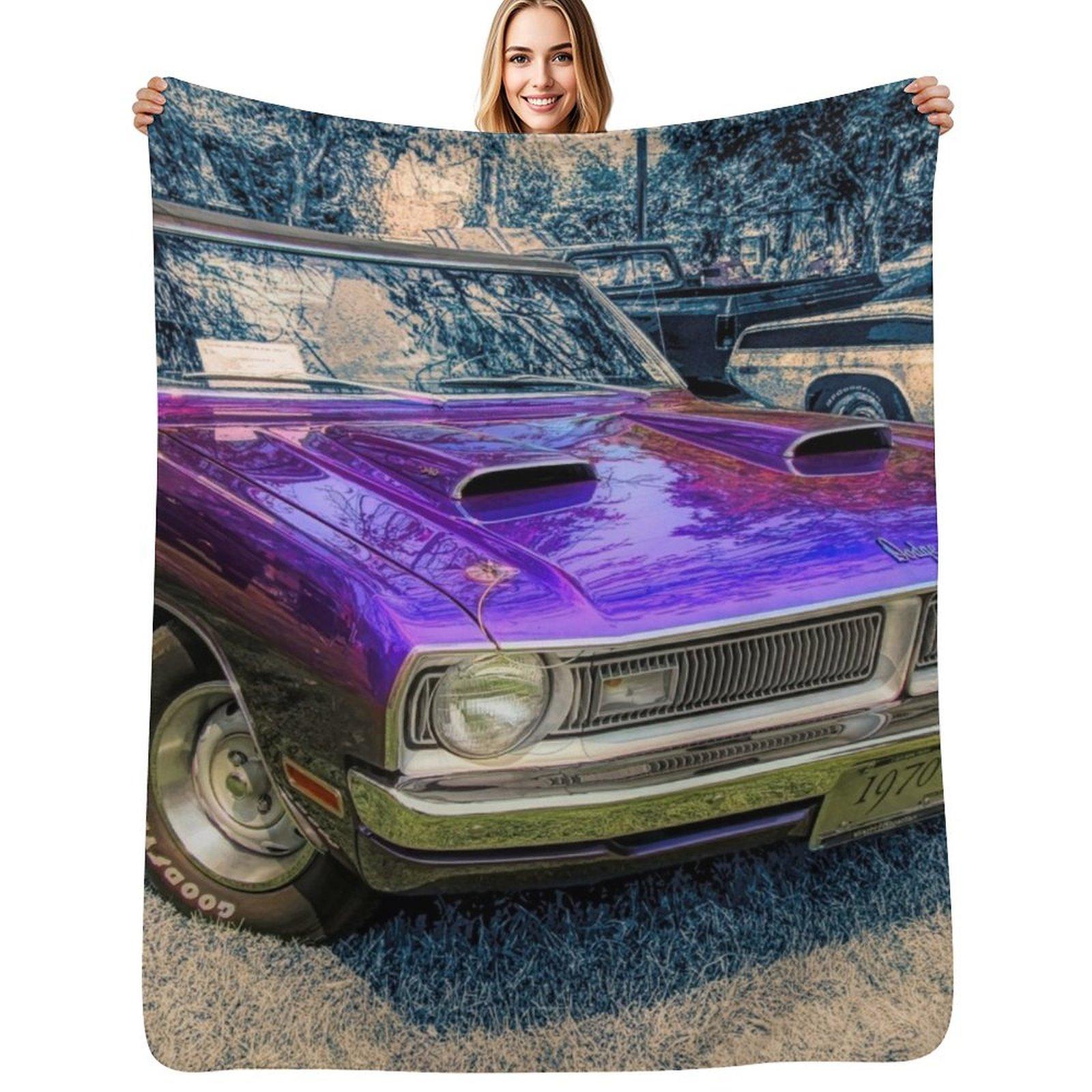 Purple 1970 Dart Swinger Front Throw Blanket Stylish Warm Blanket for Living Room Bedroom Size: 75*100cm, Weight: 230 GSM