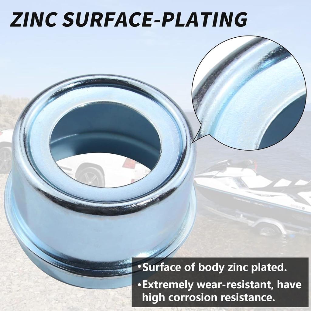 2Pcs Trailer Axle Dust Cap Cup Grease Cover 1.98" Hub With Extra 2 Rubber Plugs,Trailer Axle Wheel Hub And Bearing Dust Cap For Most 2000 To 3500