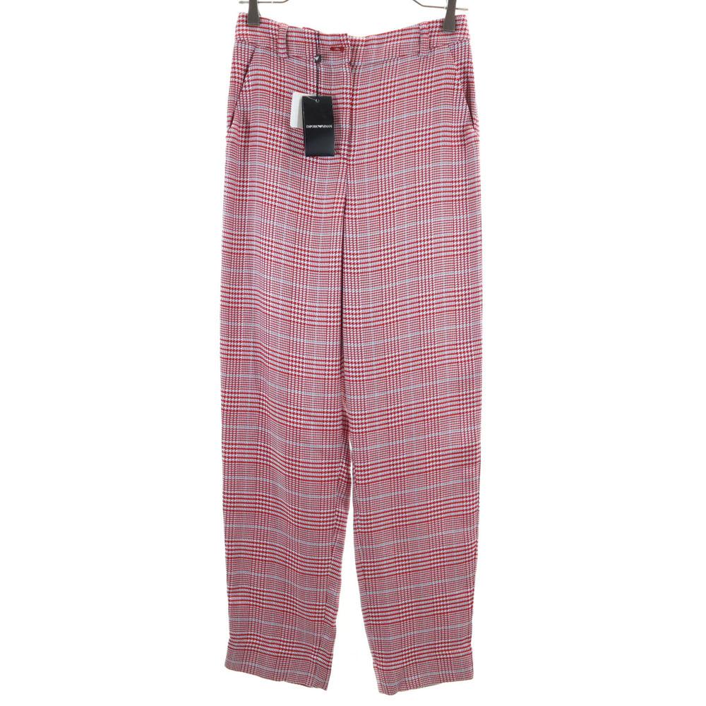 Unused Emporio Armani Check Pattern Slacks Pants 36 Reddish Women Used