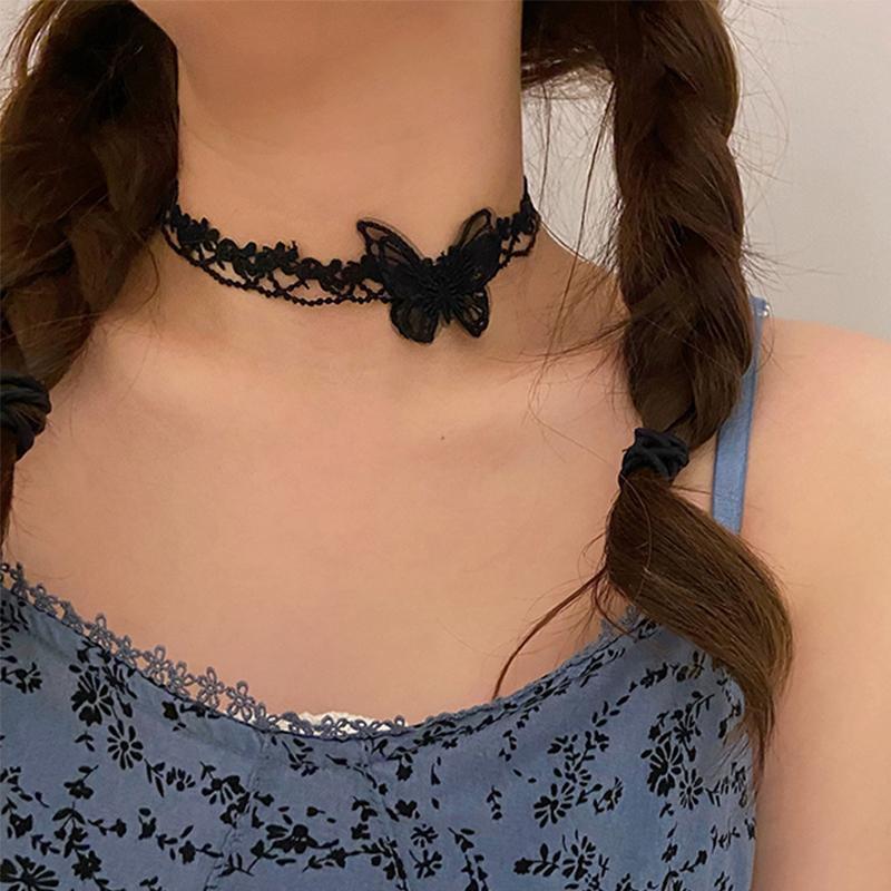 

Fashion Gothic Choker Necklace Vintage Tattoo Tassel Punk Style Lace Pendant Wedding Jewelry Women False Collar Statement