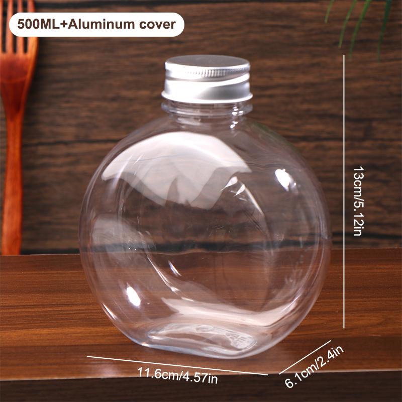 320/500Ml Flat Round Water Bottle Clear Milk Tea Coffee Bottle Drinking Bottles Portable Pet Juice Drink Bottle