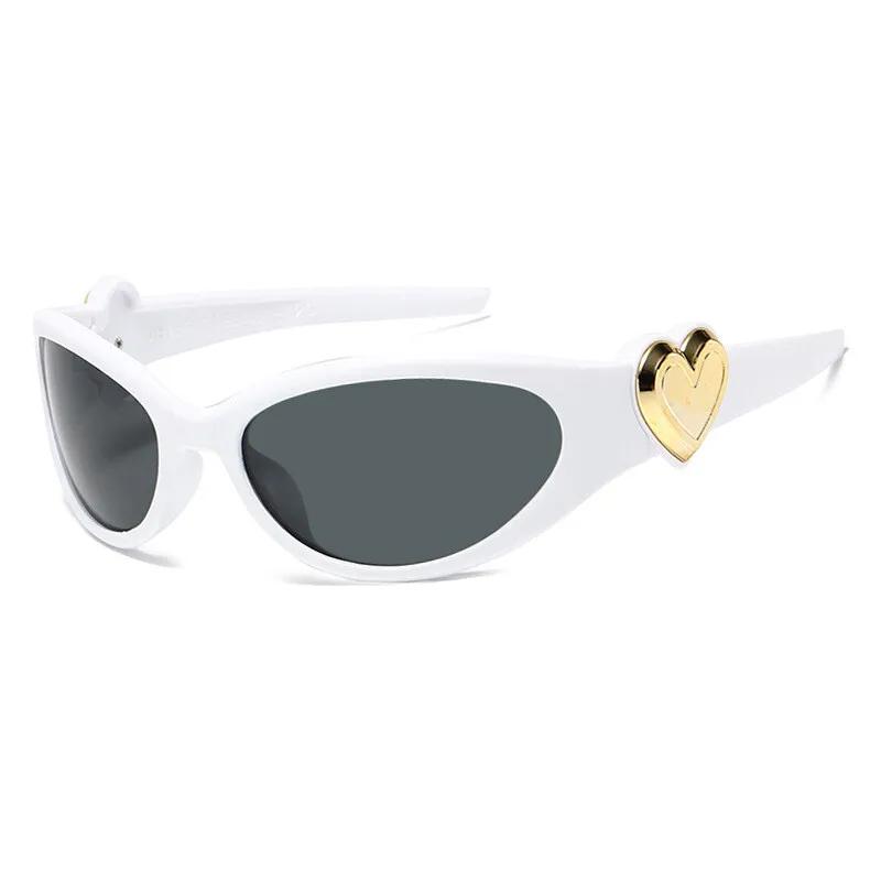 Y2K Oval Sunglasses for Women Fashion Cute Heart Sun Glasses Sports Goggles Popular Cat Eye Sun Glasses Eyewear