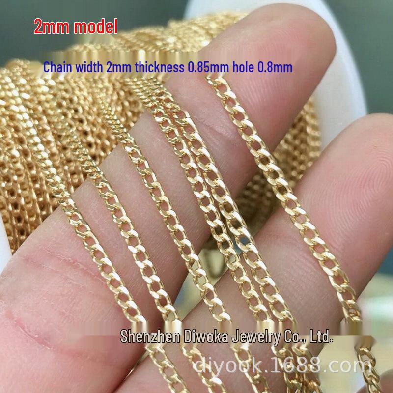 Позолоченная (14K Gold-Filled) матовая и блестящая кубинская цепь для DIY-аксессуаров, размер US 14
