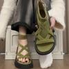 Zomer Dames Sandalen met Dikke Zool Dames Holle Open Teen Schoenen Casual Sandalen Dames Platte Romeinse Schoenen
