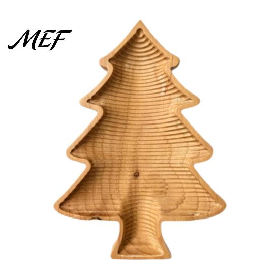 Rustic Home Table Decor Wooden Christmas Tree Serving Tray, Candy Nut Dish, Xmas Tree?Shaped Snack Storage Desktop Jewelry Tray Plate, Decorative