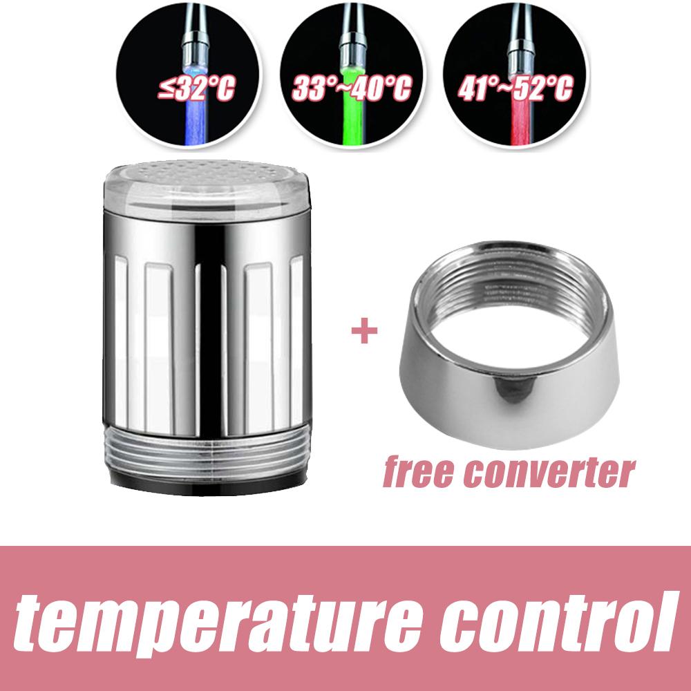 

Светодиодный кран для воды, поток света, кухня, ванная комната, смеситель для душа, смеситель с насадкой, 7 цветов, датчик изменения температуры, светильник, светодиодный кран Temperature control