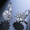 Cubic Zirconia Inlaid Sunflower Dangle Leverback Earrings Chic Lady Jewelry Gift
