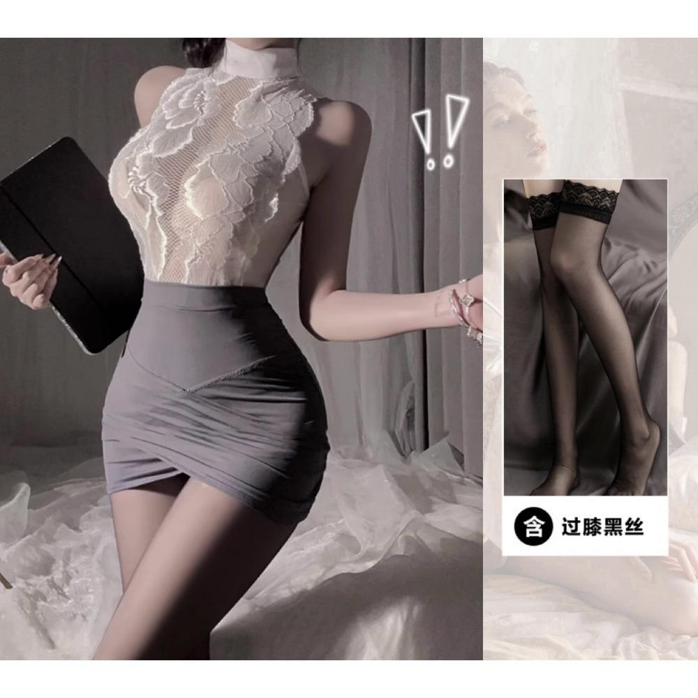 Domila's New Stewardess Secretary Hip Skirt Is Passionate and Seductive, Sexy Hollow Uniform, No Small Chest Open Uniform