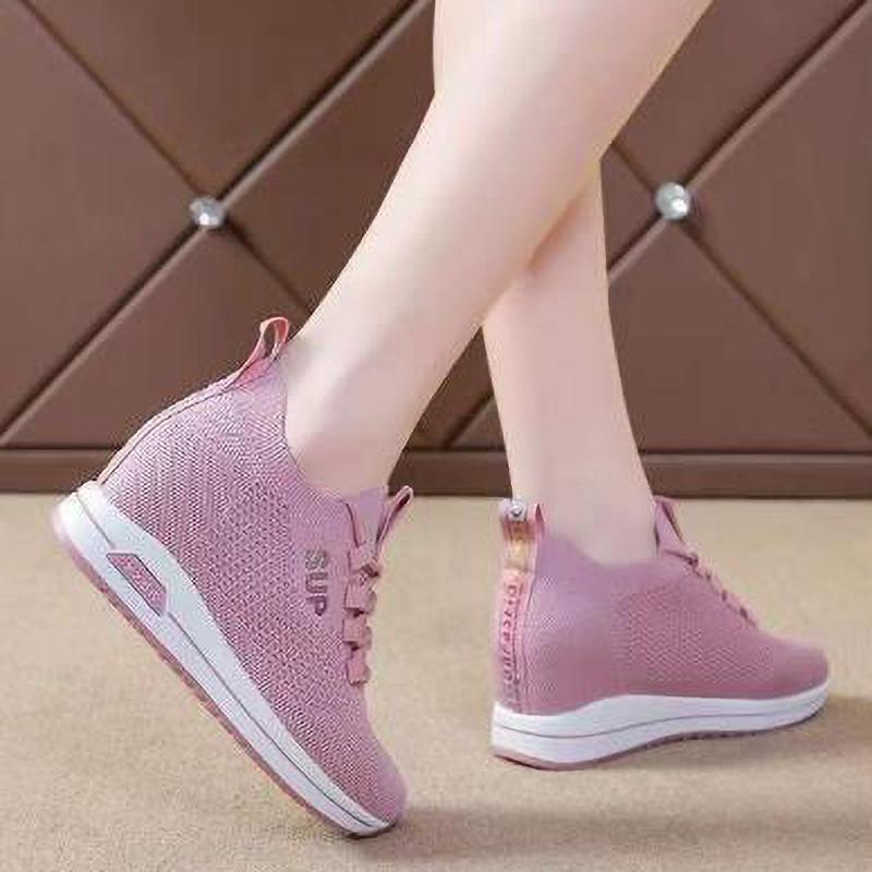 Damen Keilschuhe Plateauschuhe Frühling Atmungsaktive Freizeitschuhe Damenmode Höhenschuhe