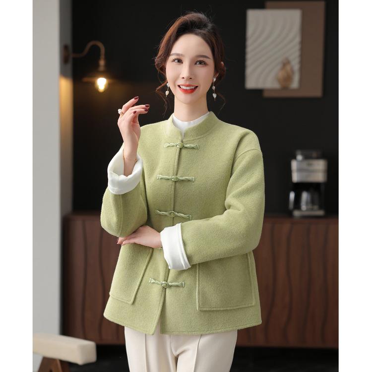 Mom's Spring and Autumn Clothing New Chinese Wool Jacket New Casual Loose Wool Top Middle-aged and Elderly Women's Clothing