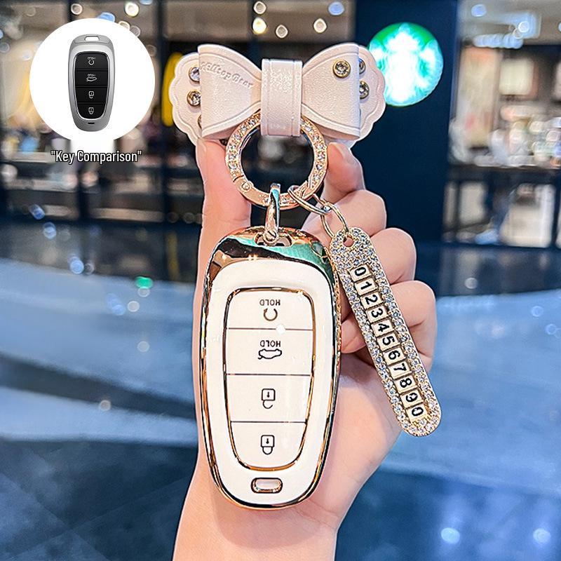 Beijing Hyundai 2021 Tucson L Schlüsseletui: Stilvolle Vollumhüllung mit hochwertiger Schnalle für Damen & Herren.