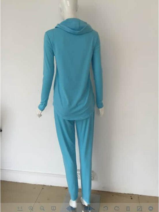 Herbst/Winter Europäische & Amerikanische Damenmode Langarm Kapuzen-Sportbekleidungsset mit Bubikragen