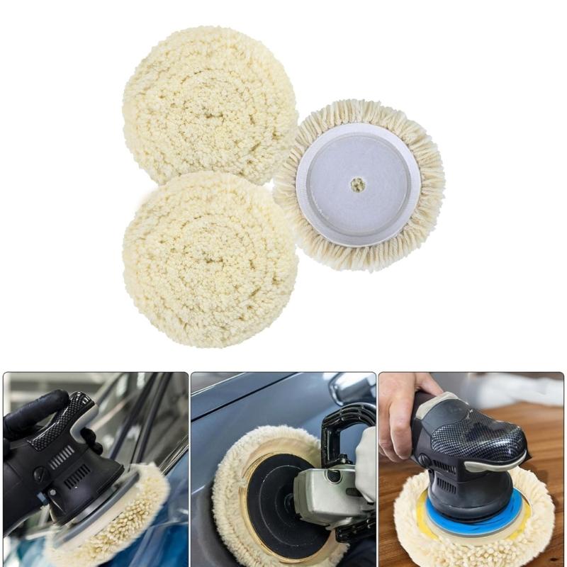 3Pcs Premium Wool Polishing Pad Buffing Pad Ideal For Vehicle Paint Repair Detailing And Finish Enhancement