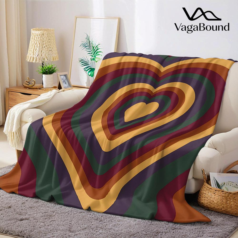 Heart Layer Hues Flannel Blanket Warm Soft Halloween Christmas Couch Warm Cozy Decorative Decor Gift for All Season