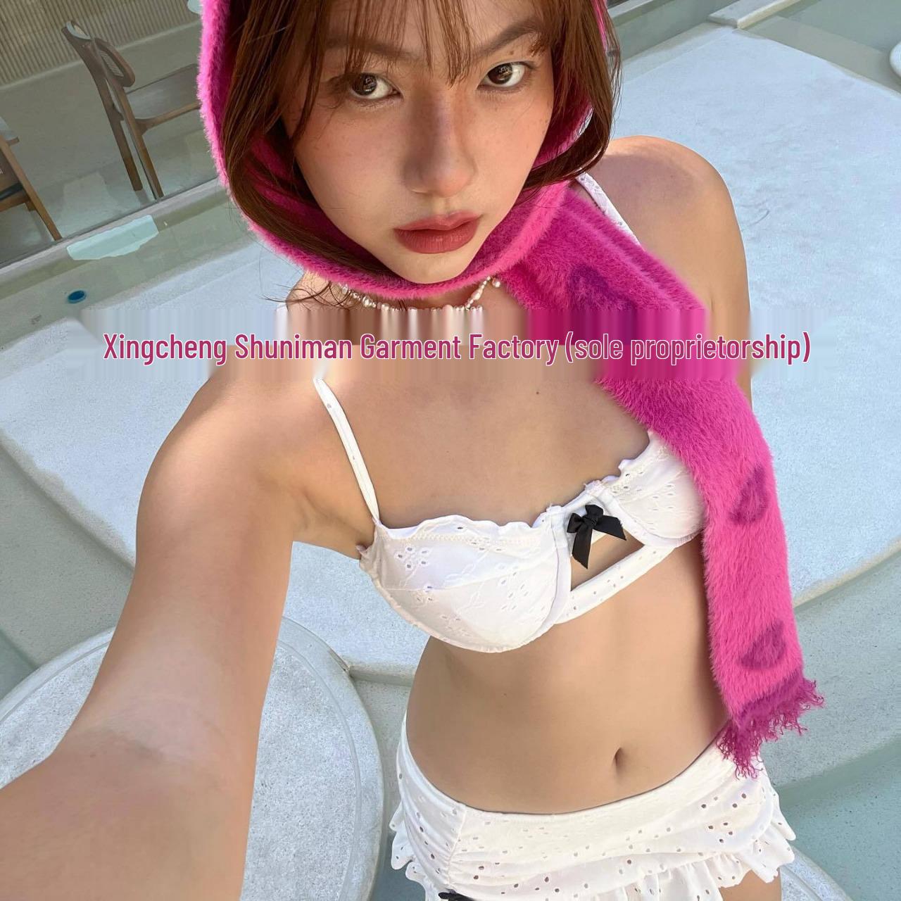 

Бикини из трех частей в тайском стиле: В стиле блогера, Горячий источник, Сексуальный, Поддержка маленькой груди. XL белый