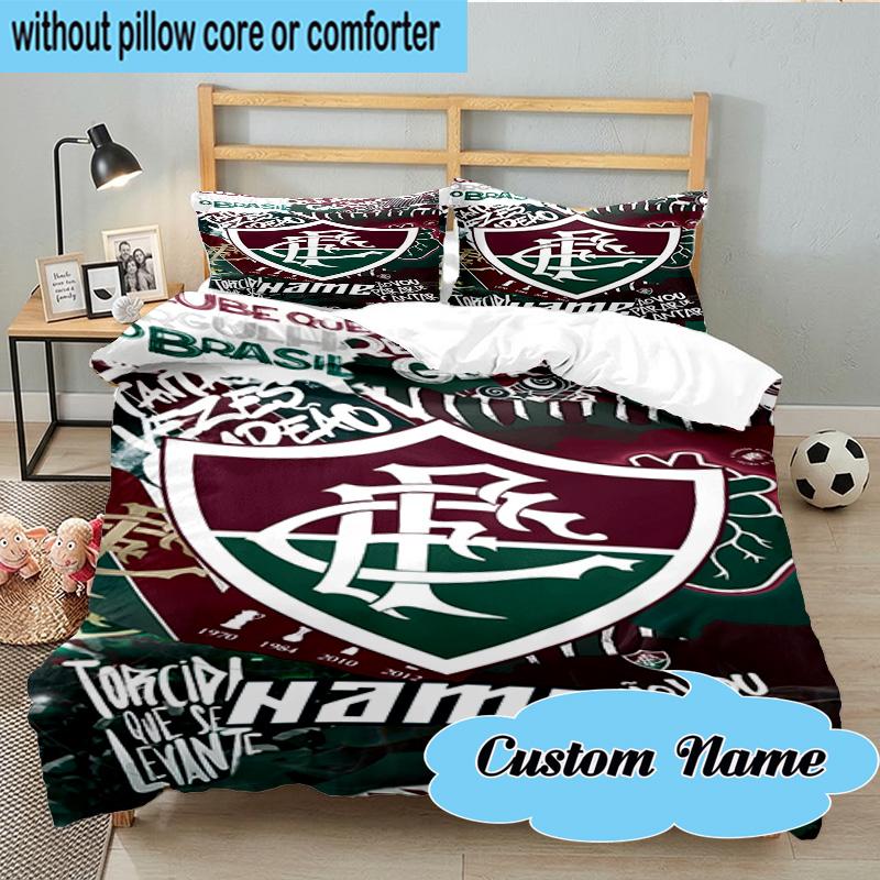 3PCS Custom Name Flamengo Team Crest Bedding Set, Including 1pc Duvet Cover And 2pcs Pillowcases, Suitable for dorms and bedrooms Gift