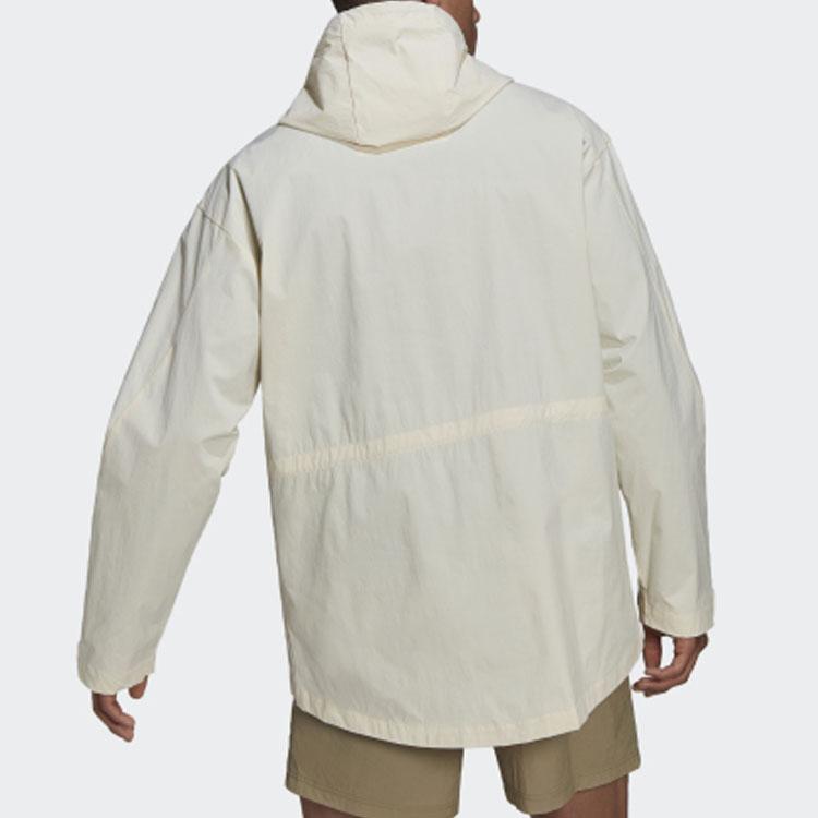 Adidas Colorblock Striped Casual Sports Hooded Jacket Men Jackets Yellow White H39855