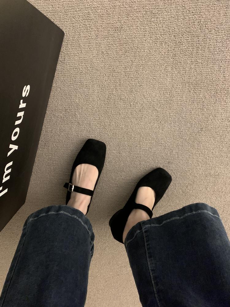 Fashion Flat Shoes for Women Retro Square Toe Shallow 2025 Spring and Autumn New Mary Jane Shoes Casual Plus Size Women's Shoes 42 43 44