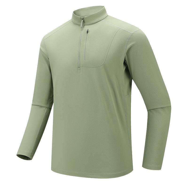 Bird House Style Men's Autumn/Winter Long Sleeve Round Neck Half-Zip Sweatshirt, Elastic and Warm for Outdoor Sports