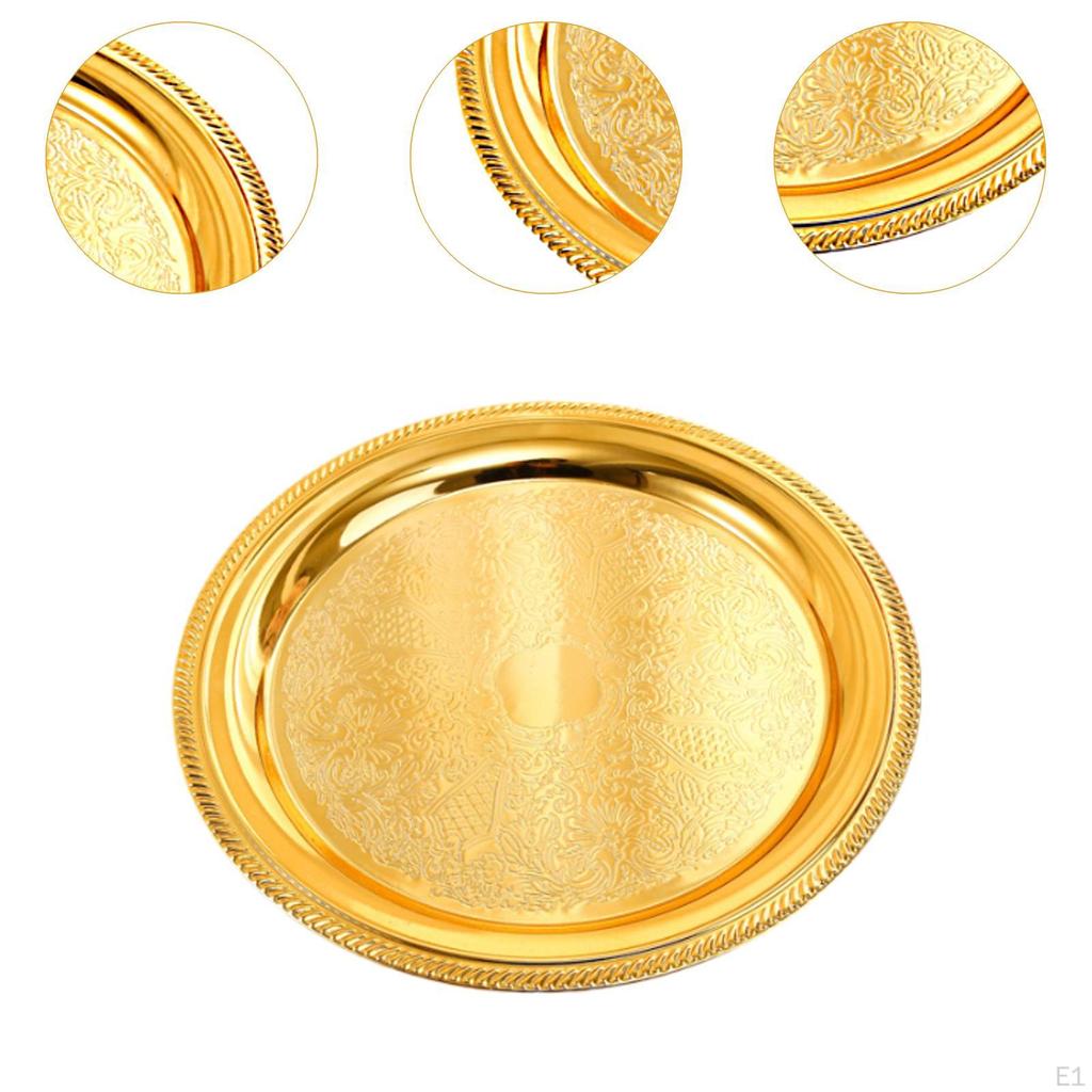 Aluminum Alloy Dinner Plate Salad Round 20cm Stackable Serving Storage Tray for Kitchen