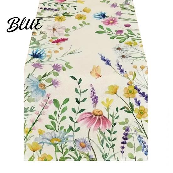 Linen Table Runner for Home Tulip Washable Blooming Flowers Spring Floral Dining Cloth Farmhouse Parties